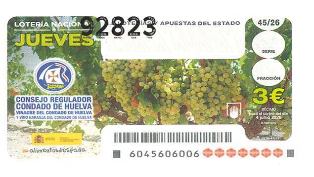 Décimo 92823 del sorteo 45-04/06/2026 Jueves