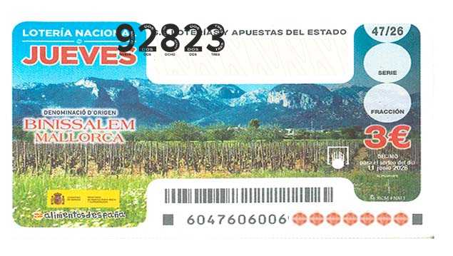 Décimo 92823 del sorteo 47-11/06/2026 Jueves