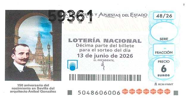 Décimo 59361 del sorteo 48-13/06/2026 Sábado