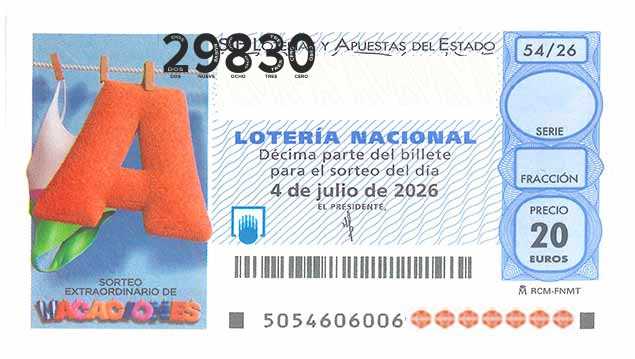 Décimo 29830 del sorteo 54-04/07/2026 Sábado