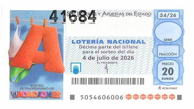 Décimo 41684 del sorteo 54-04/07/2026 Sábado