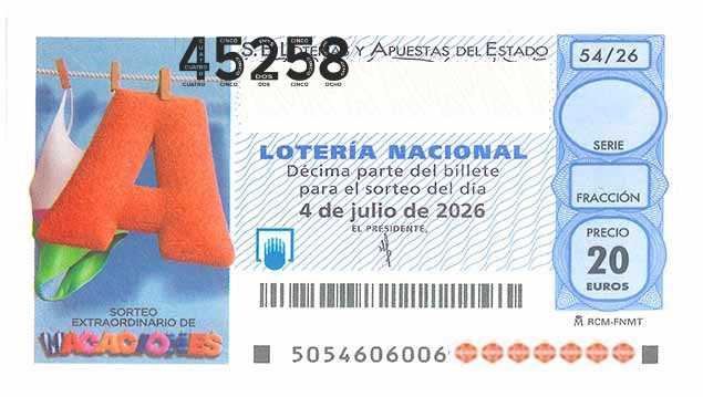 Décimo 45258 del sorteo 54-04/07/2026 Sábado