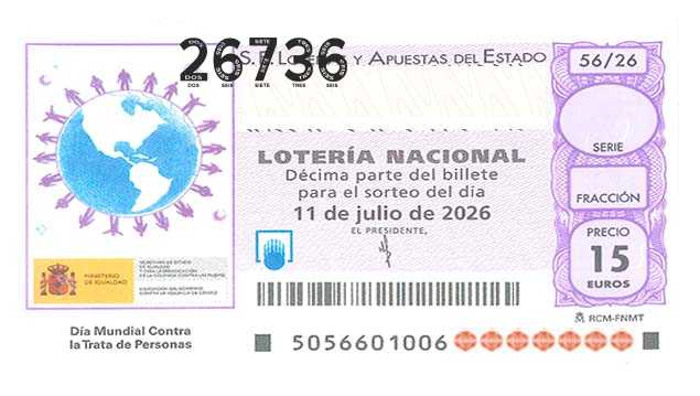 Décimo 26736 del sorteo 56-11/07/2026 Sábado