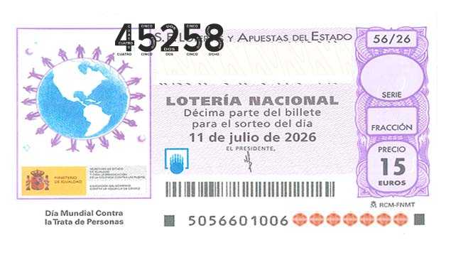 Décimo 45258 del sorteo 56-11/07/2026 Sábado