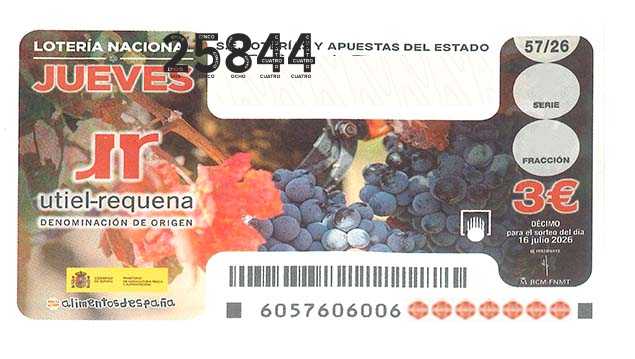 Décimo 25844 del sorteo 57-16/07/2026 Jueves