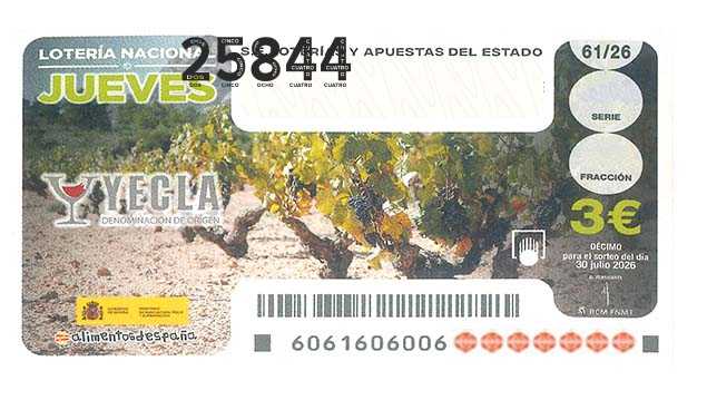 Décimo 25844 del sorteo 61-30/07/2026 Jueves