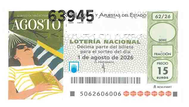 Décimo 63945 del sorteo 62-01/08/2026 Sábado