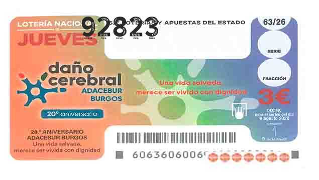 Décimo 92823 del sorteo 63-06/08/2026 Jueves
