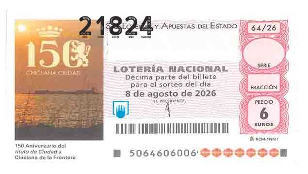 Décimo 21824 del sorteo 64-08/08/2026 Sábado