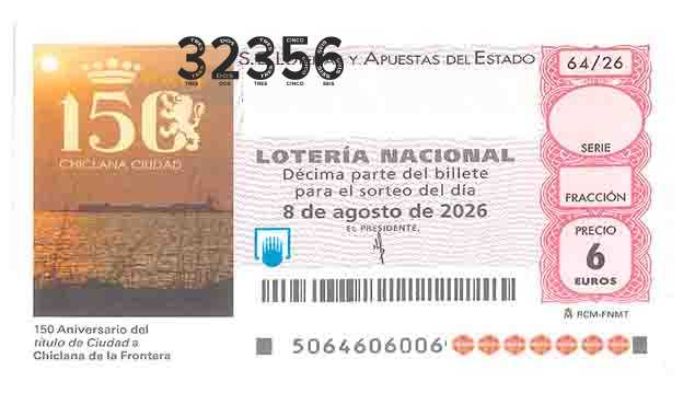 Décimo 32356 del sorteo 64-08/08/2026 Sábado