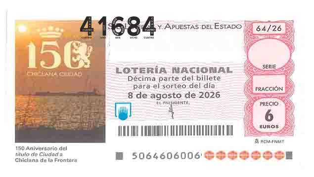 Décimo 41684 del sorteo 64-08/08/2026 Sábado
