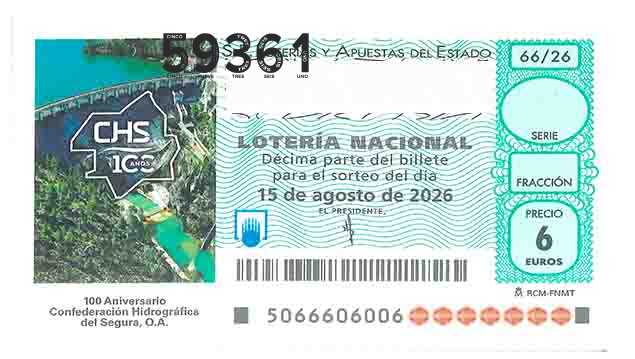 Décimo 59361 del sorteo 66-15/08/2026 Sábado