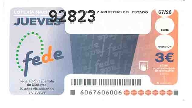 Décimo 92823 del sorteo 67-20/08/2026 Jueves