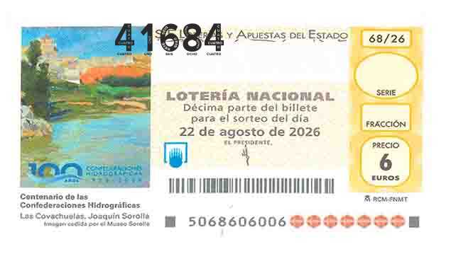Décimo 41684 del sorteo 68-22/08/2026 Sábado